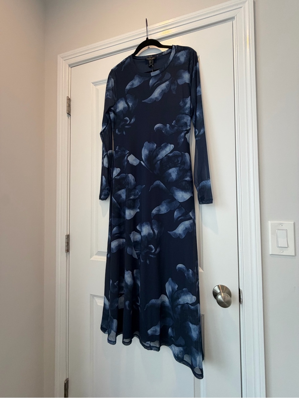 Rachel Zoe Navy Floral Printed Long Sleeve Dress